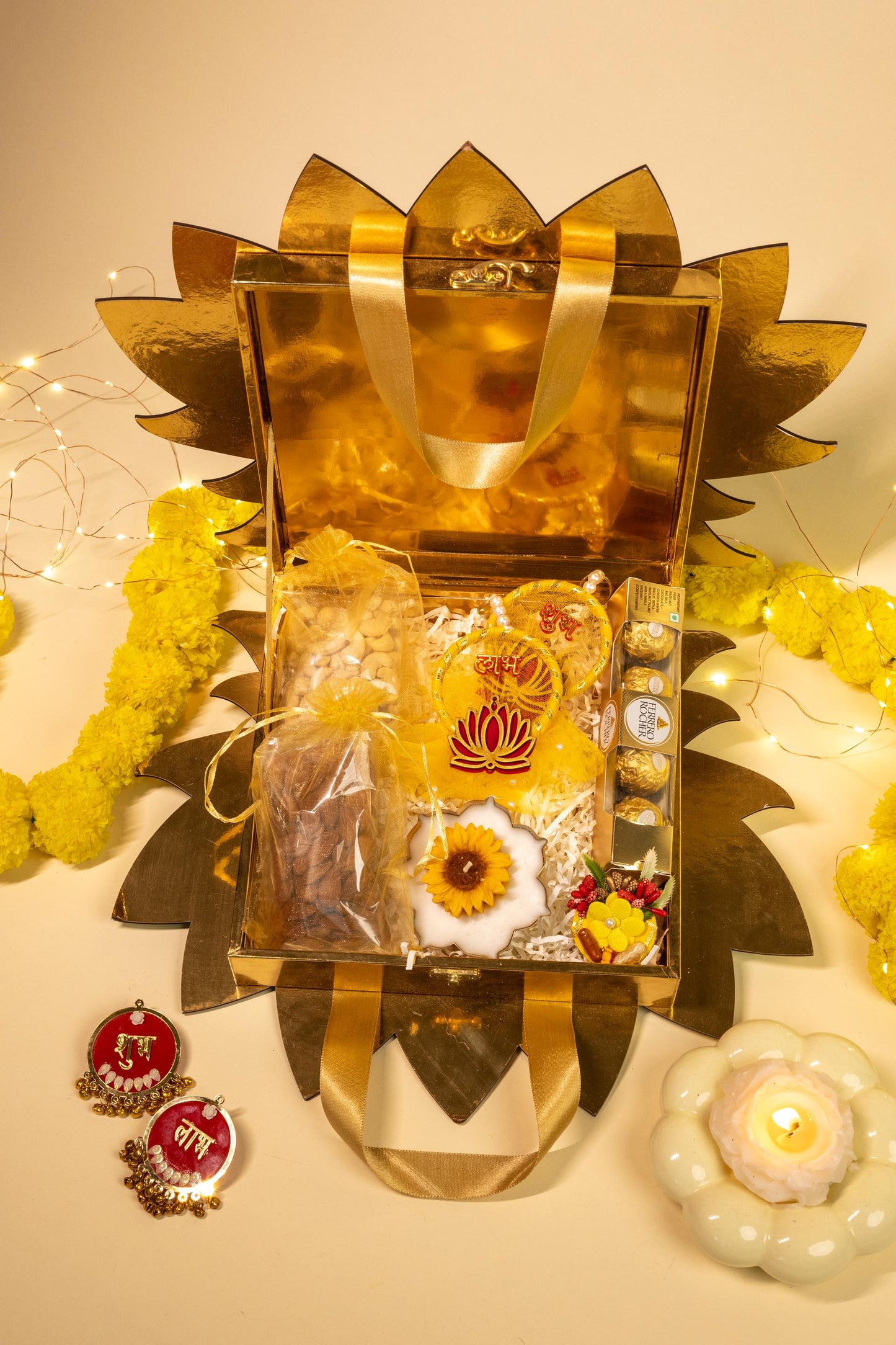 Tyohaar Treats Hamper with Dry Fruits, Chocolates, and Festive Decor