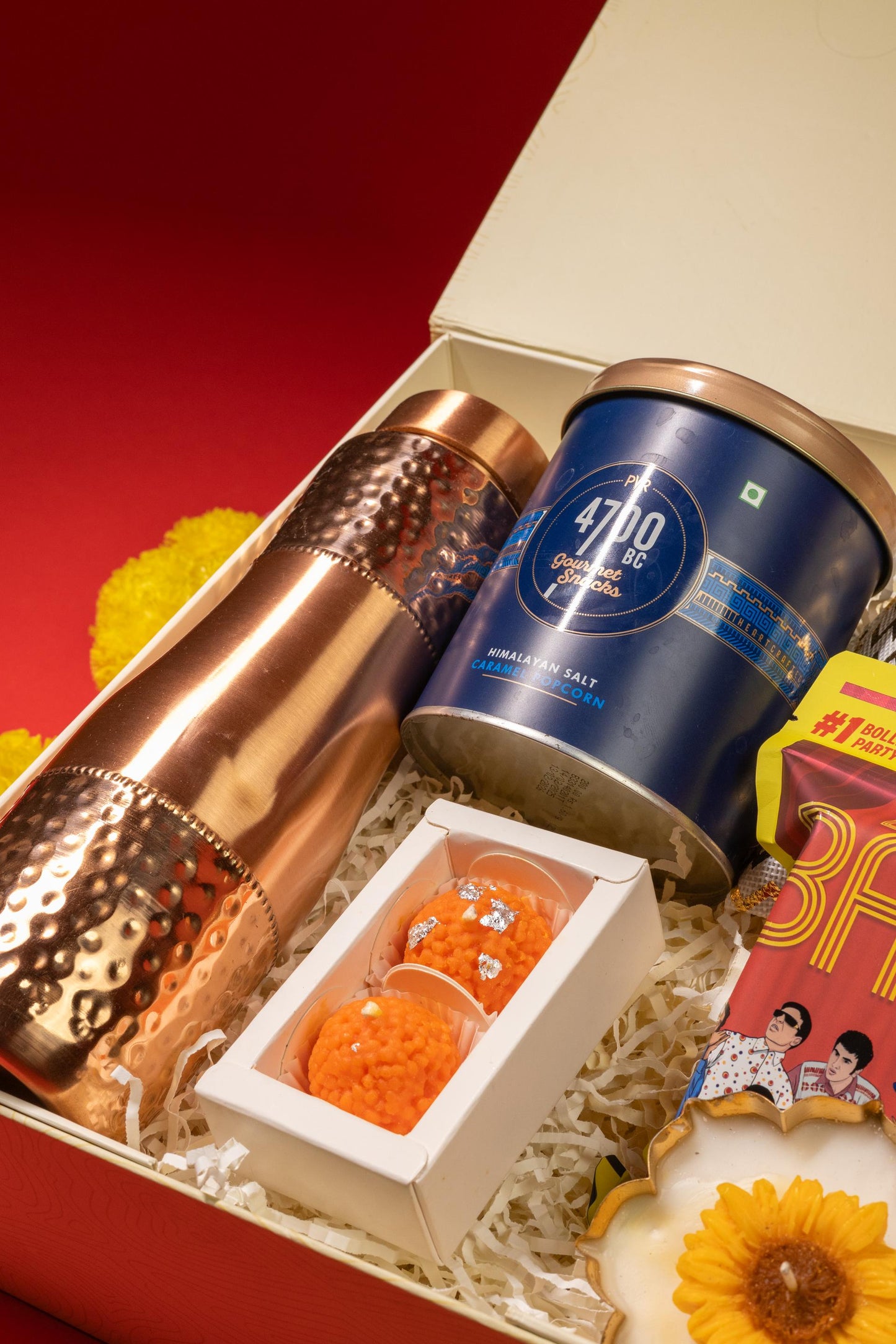 Royal Utsav Hamper with Copper Bottle, Snacks, Candles, and Game