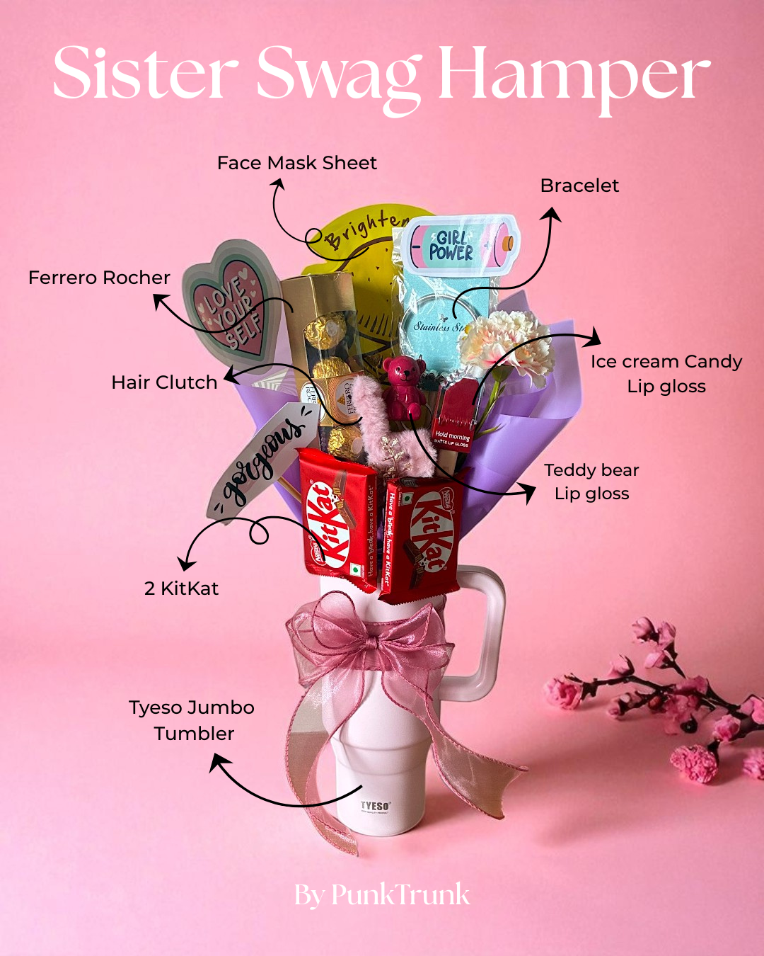 Sister Swag Hamper – Gift Box with Chocolates, Makeup & Accessories