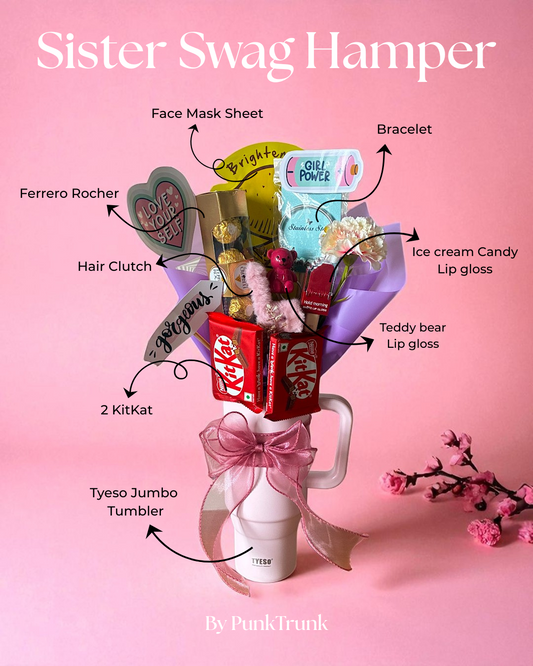 Sister Swag Hamper – Gift Box with Chocolates, Makeup & Accessories