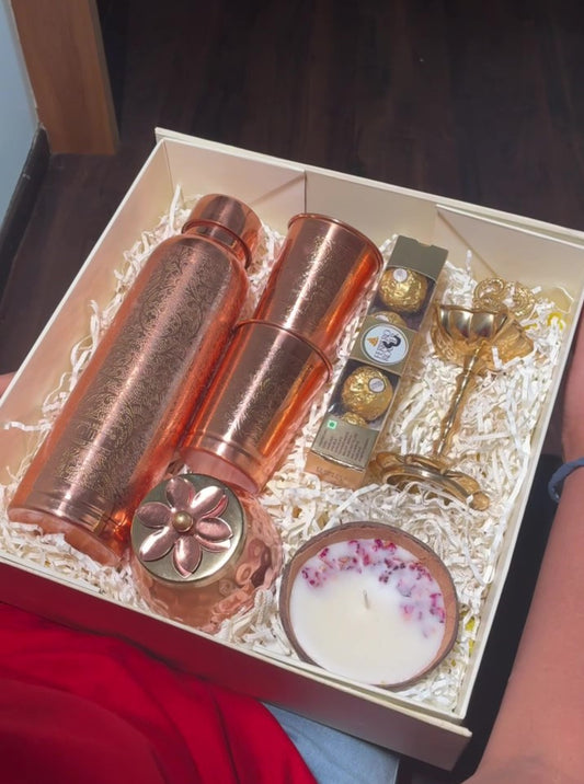 Tamba Tradition Box with Copper Bottle, Jar, Candle, and Ferrero